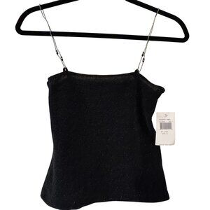Vintage Rampage Womens Black Lurex Beaded Strap Y2K Party Cami Top Size S